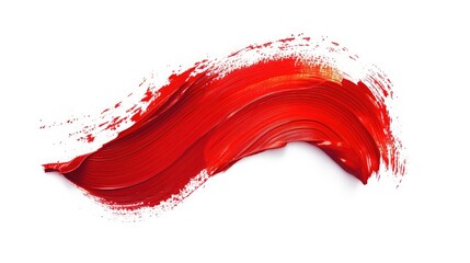 Abstract brushstroke of red paint isolated on white. Space for text
