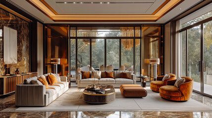 Fototapeta premium Artful Design in Home Decor. A Stylish Living Room