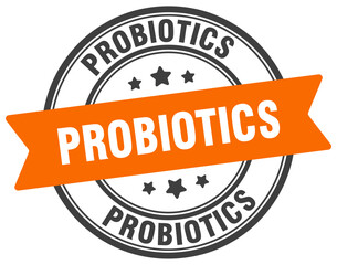 probiotics stamp. probiotics label on transparent background. round sign