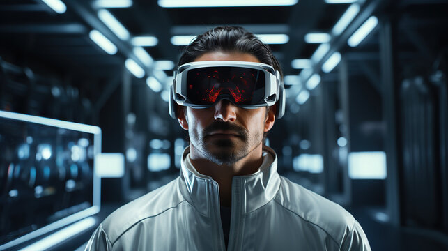 person wearing virtual reality glasses