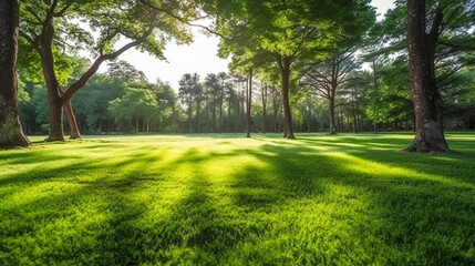 Fototapeta na wymiar Smooth Carpet of Verdant Grass. Expansive Green Serenity Landscape