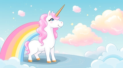 Cute Unicorn Fantasy.Cartoon Pony