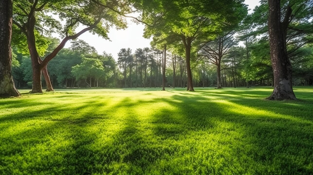 Smooth Carpet of Verdant Grass. Expansive Green Serenity Landscape © EwaStudio