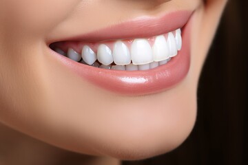 Fototapeta premium Close-up of a confident, engaging smile showing immaculate teeth