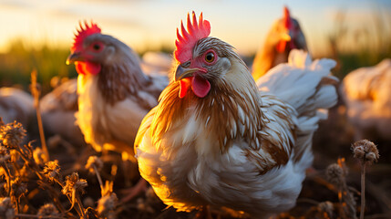 Fototapeta premium Chickens on a farm