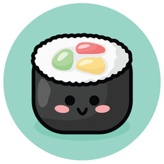 Cute Asian food icon, vector food, rolls, sushi, vector illustration