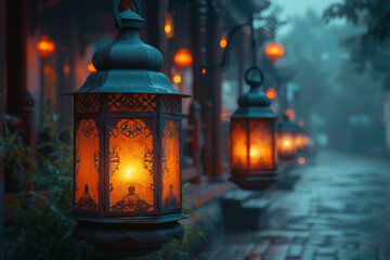 The glow of traditional lanterns, or 