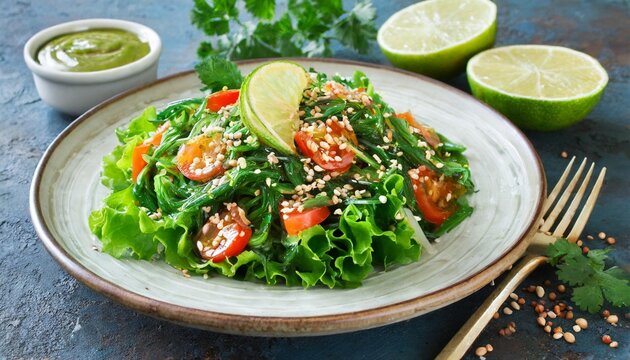 chuka salad with peanut sauce