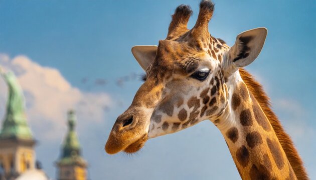photography of a giraffe at the zoo in vienna on a clear day website header creative banner copyspace image