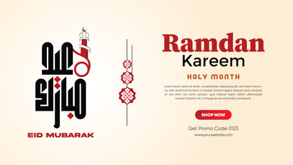 Islamic greeting ramadan kareem design background, template with beautiful lanterns and crescent