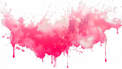 Pink watercolor paint stains cut out, paint stains isolated on transparent background, PNG paint stain