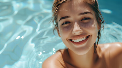 Woman Smiling in Pool of Water