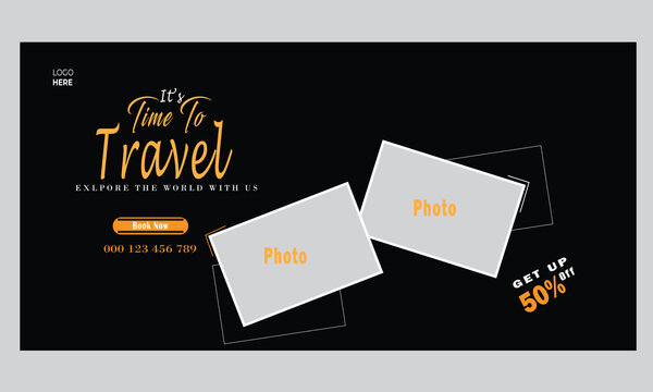 Travel social media post, design for ads, template for fashion sale, web banner and social media post design