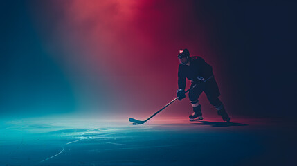 Hockey Player in Uniform Playing Ice Hockey