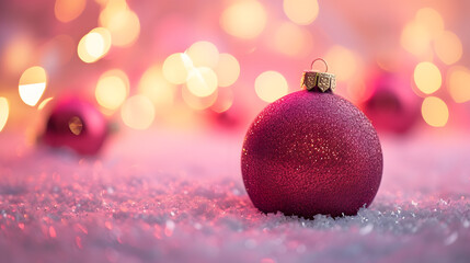 Red Ornament on Snow-Covered Ground