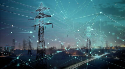 AI-driven smart grids optimize energy distribution during natural disasters, ensuring critical infrastructure remains powered - obrazy, fototapety, plakaty