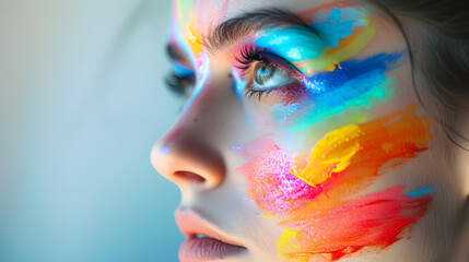 Colorfully Painted Womans Face