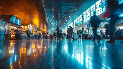 Group of People Walking Through an Airport