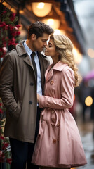 Fototapeta premium Kisses in the City. Love Story