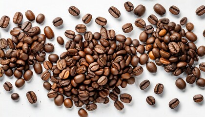 coffee beans on white top view