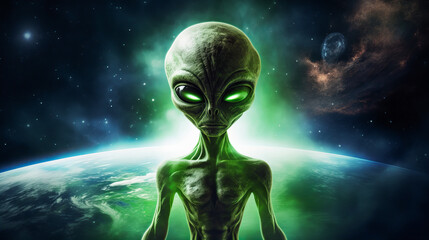The Fantastical Creature in Space. Portrait of Alien