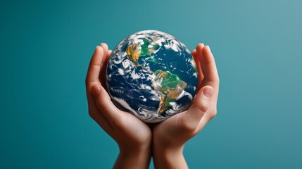 Symbolic Image of Earth Held by Two Hands In this powerful image