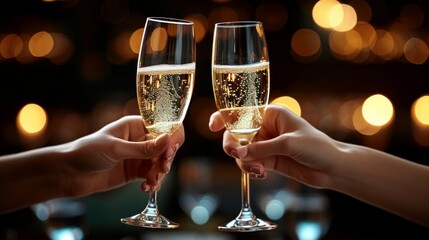 Toasting with champagne flutes, couples celebrate their love amidst the sophisticated ambiance