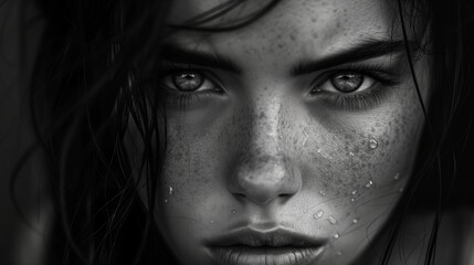 Woman Up Close with Tears created with Generative AI Technology, ai, generative