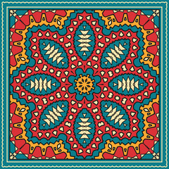 Ornament for a bandana, neckerchief, decorative panel, tablecloth or other design project. Vector illustration