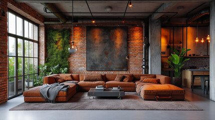 Stylish Urban Interior. Loft Style. Modern Residential Interior