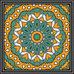 Ornament for a bandana, neckerchief, decorative panel, tablecloth or other design project. Version No. 5. Vector illustration