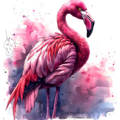 Tropical Flamingo Clipart, Flamingo Watercolor, Animal Clipart, Cute Flamingo, Commercial Use Allowed, Wall Décor, Clipart Bundle