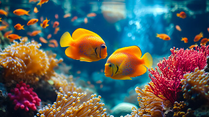 Naklejka na ściany i meble Underwater Life in the Coral Reef