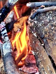 fire in the fireplace