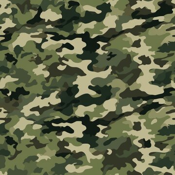 Seamless camouflage pattern in shades of green. Khaki colors. Camo print for textile design. Concept of military, army uniform, hunting gear, woodland environment, survival, nature blending, stealth
