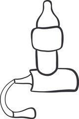 Obraz premium Nasal manual aspirator doodle icon. Hand drawn vector illustration isolated on white background. 