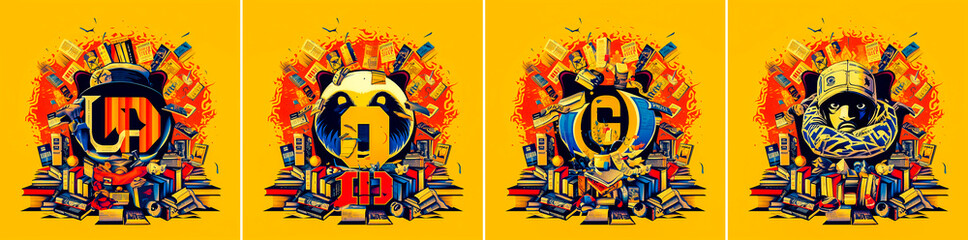 Creative poster design featuring typography.hip-hop.books.and logo. The inscription "BATTLE OF READERS" as a focal point. Ideal for promoting reading events or competitions.