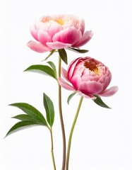 Obraz premium pink peony flower isolated on white background, clipping path included