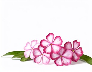 Fototapeta na wymiar Pink phlox flowers on white background with copy space for text