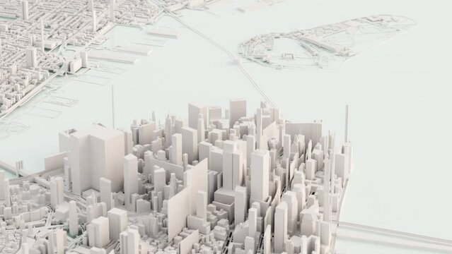 3D White Urban City animation