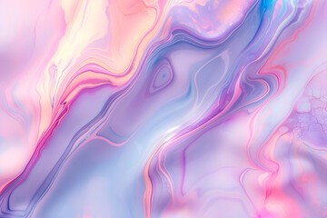 Fototapeta premium Pastel gradient liquid holographic background. Soft abstract marble waves 3d smooth texture.
