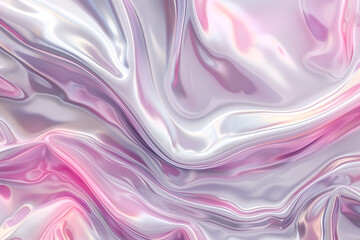 Fototapeta premium Light pink and beige gradient liquid holographic background. Soft abstract marble waves 3d smooth texture.