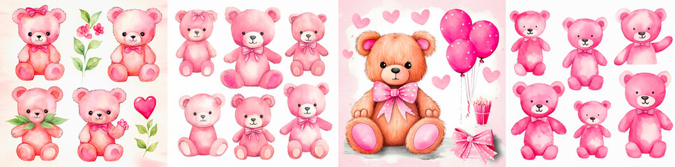 Hand Painted Watercolor Teddy Bear Set Ideal for creating cute and whimsical designs. Includes a...