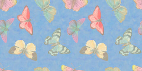 Obraz premium Beautiful watercolor butterflies pattern
