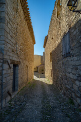 Fototapeta na wymiar An old medieval street of Lagrasse, France