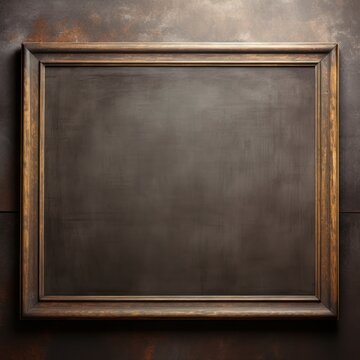 blank frame in Brown backdrop with Brown wall, in the style of dark gray 