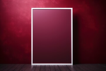 blank frame in Burgundy backdrop with Burgundy wall, in the style of dark gray