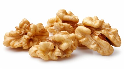 Fresh whole walnuts with beautifully textured shells, isolated on clean white background