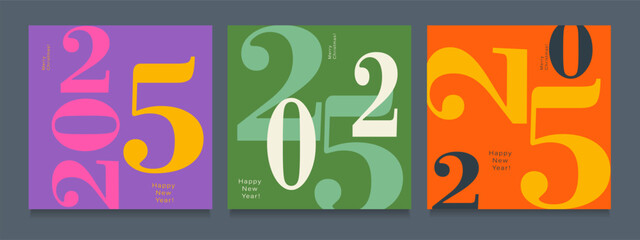 2025 Creativity Geometric Celebration of Happy New Year and Merry Christmas. Abstract Typography for Vibrant Advertising, Web Delights, Social Media Sparks, Banners, Covers, Posters.