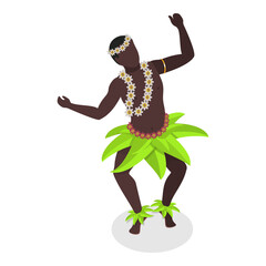 3D Isometric Flat  Set of Hawaiian Dancers. Item 5 © TarikVision